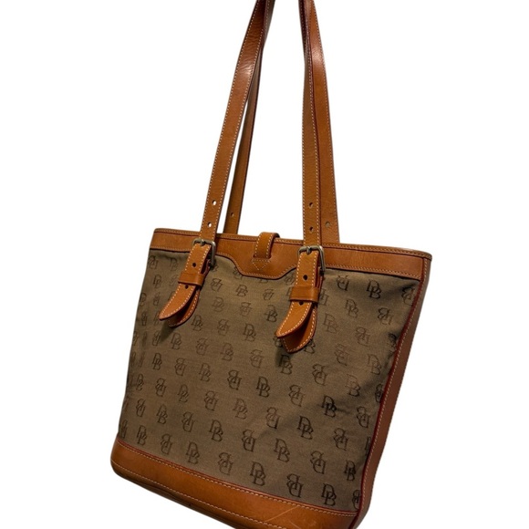 Dooney & Bourke Monogrammed Canvas/Leather Shoulder Bucket
Bag Brown/Tan - Picture 4 of 16